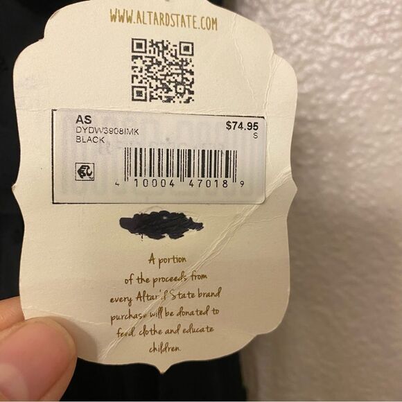 Altar’d State Sylvia Dress Black fit and flair deep v neck ruffle flutter S - Picture 9 of 15